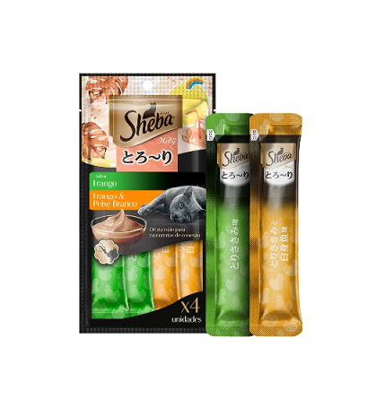 Snack Sheba Cremoso Frango & Frango e Peixe Branco com 4und