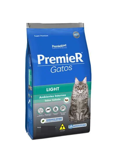 Ração Premier Ambientes Internos Gatos Light Adultos Salmão