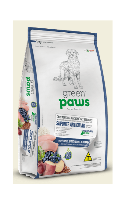 Ração Green Paws Cães Adultos Raças Medias e Grandes Frango , Batata Doce e Blueberry