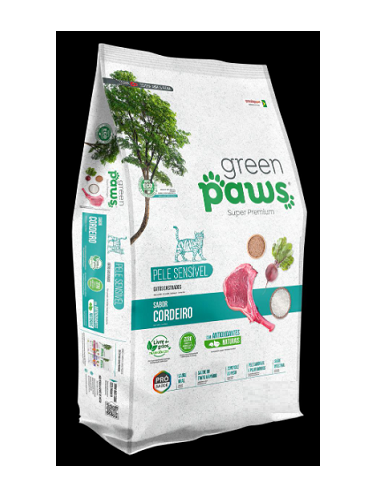 Ração Green Paws Gatos Castrados Pele Sensível Cordeiro