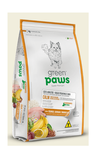 Ração Green Paws Calm Cães Adultos Raças Pequenas e Mini  Frango, Banana e Maracujá