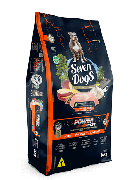 Ração Seven Dogs Adultos Power Active Frango e Batata Doce