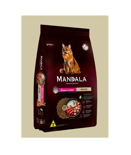 Ração Mandala Gatos Adultos Blend Frango e  Carne