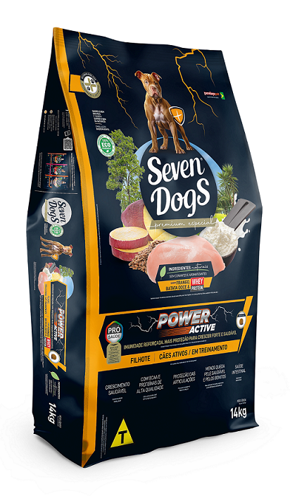Ração Seven Dogs Filhotes Power Active Frango e Batata-doce