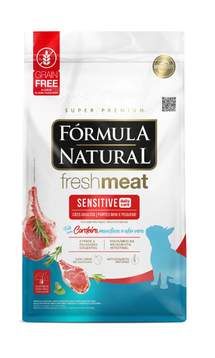 Ração Fórmula Natural Fresh Meat Cães Sensitive Adultos Portes Mini e Pequenos Cordeiro