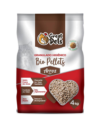 Granulado Sanitário Great Pets Bio Pellets de Arroz 4kg