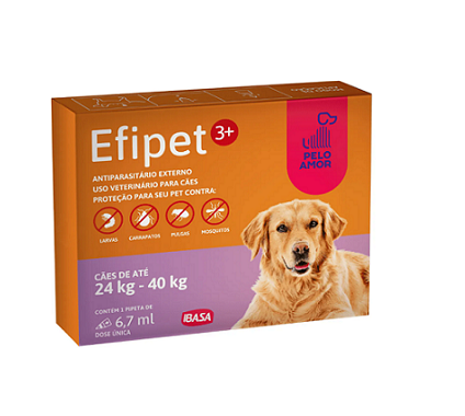 Antiparasitário Efipet 3+ Cães 24kg até 40kg   6,7ml
