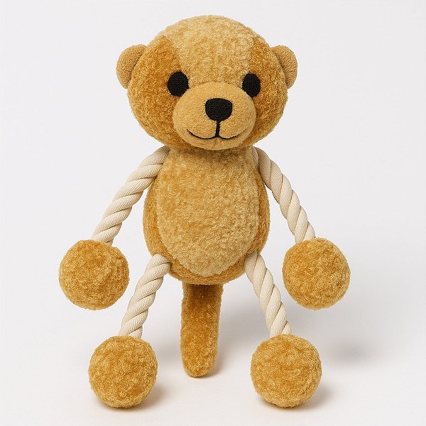 Brinquedo Cães Pelúcia Ursinho c/ Corda e apito