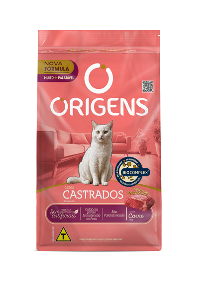 Ração Origens Gatos Castrados Carne