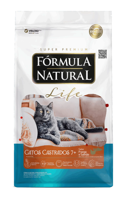 Ração Fórmula Natural Life Gatos Castrados 7+ Senior Frango e Salmão