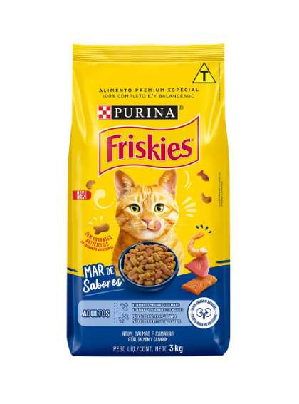 Ração Friskies Gatos Mar de Sabores Atum, Salmão e Camarão 3kg