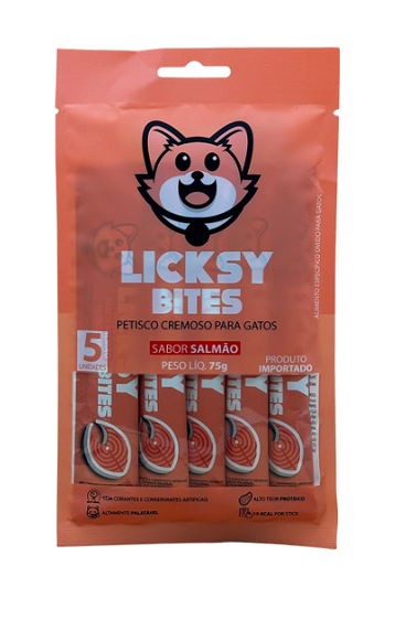 Sachê Licksy Bites Salmão Cremoso 15gr - 5 unidades (75gr)