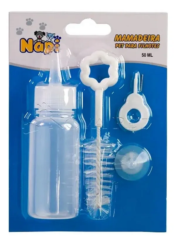Kit Mamadeira Napi 50ml para Cães e Gatos Filhotes