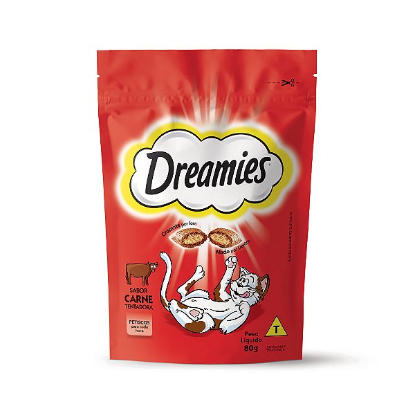 Petisco Dreamies para Gatos Adultos Sabor Carne 80gr