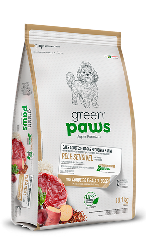 Ração Green Paws Cães Adultos Raças Pequenas e Mini Cordeiro e Batata Doce (Pele Sensível)