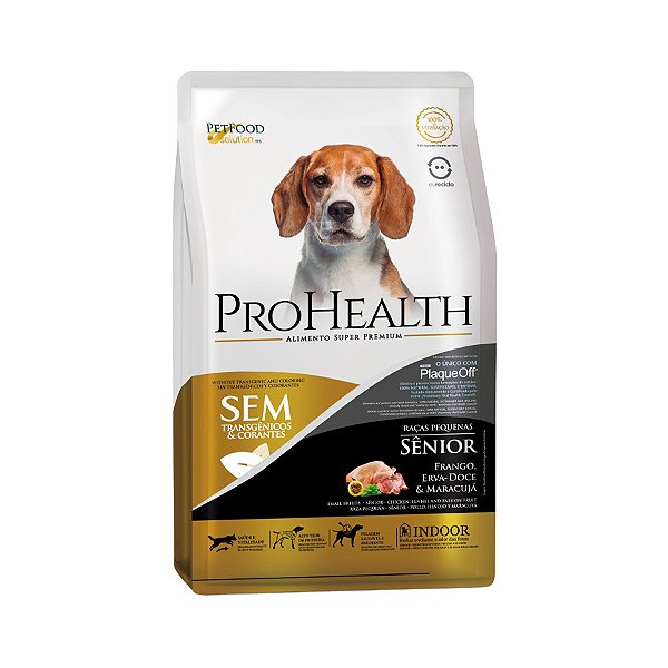 Ração ProHealth Cães Sênior Raças Pequenas Frango, Erva Doce e Maracujá