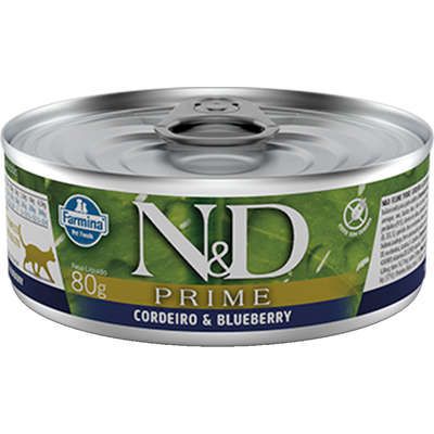 Lata N&D Prime Cordeiro & Blueberry Gatos 80gr