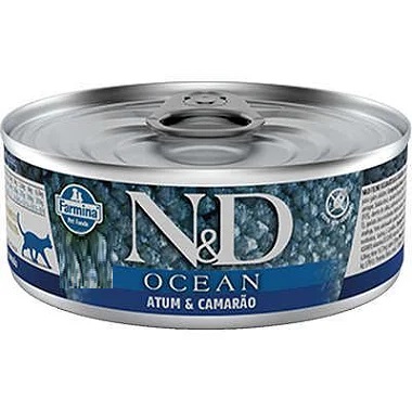 Lata N&D Ocean Atum e Camarão para Gatos Adultos 70gr
