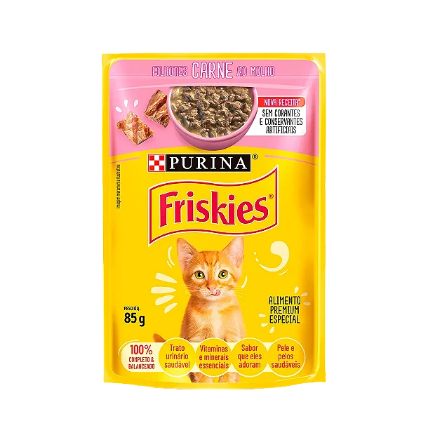 Sachê Friskies Carne ao Molho para Gatos Filhotes 85gr