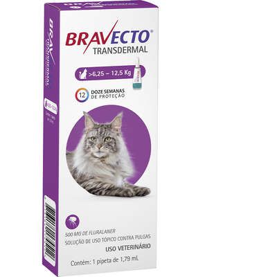 Antipulgas MSD Bravecto Transdermal para Gatos 500mg de 6,25 a 12,5 Kg