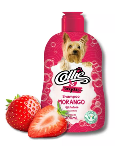 Shampoo Hidratante Para Cães e Gatos Collie Vegan Cheirinho de Morango 400 ml