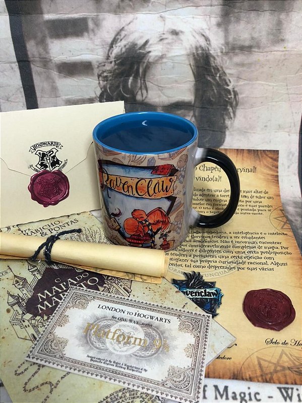 Kit Mágico Corvinal Cute - Carta Personalizada + Mapa + Feitiços + Bilhete (6 itens)