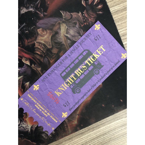 Bilhete Ticket Harry Potter NightBus ônibus noturno HP