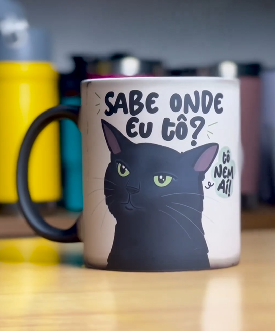 Caneca Gato Preto Meme