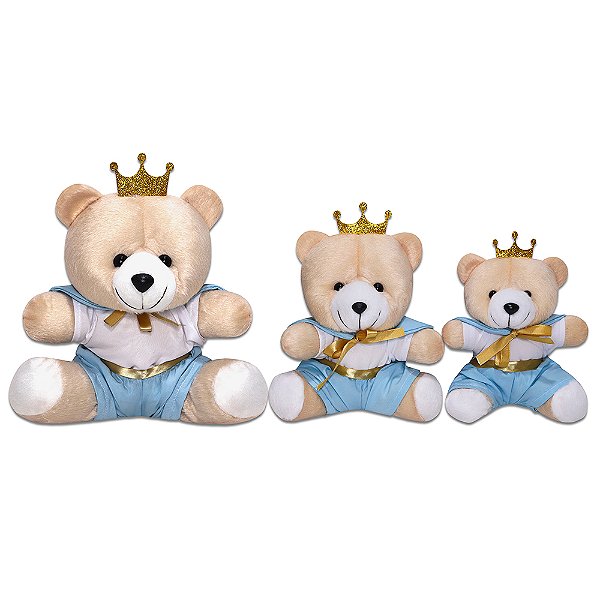 Trio De Pelúcia Urso Rei Azul