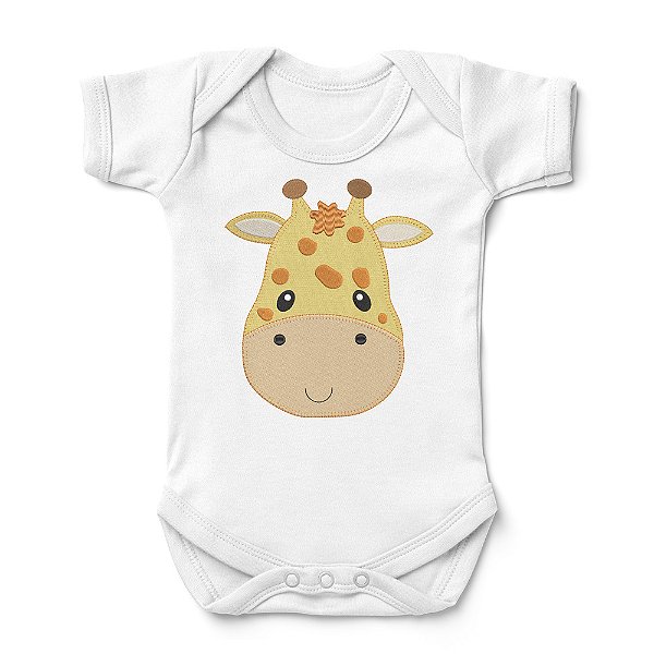 Body Bebê Manga Curta Girafa