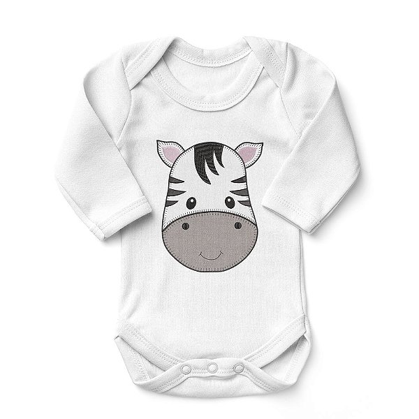 Body Bebê Manga Longa Zebra