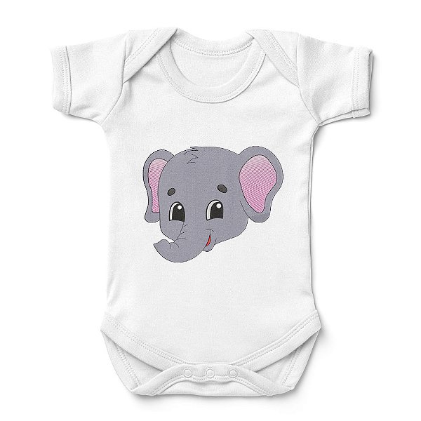 Body Bebê Manga Curta Elefante