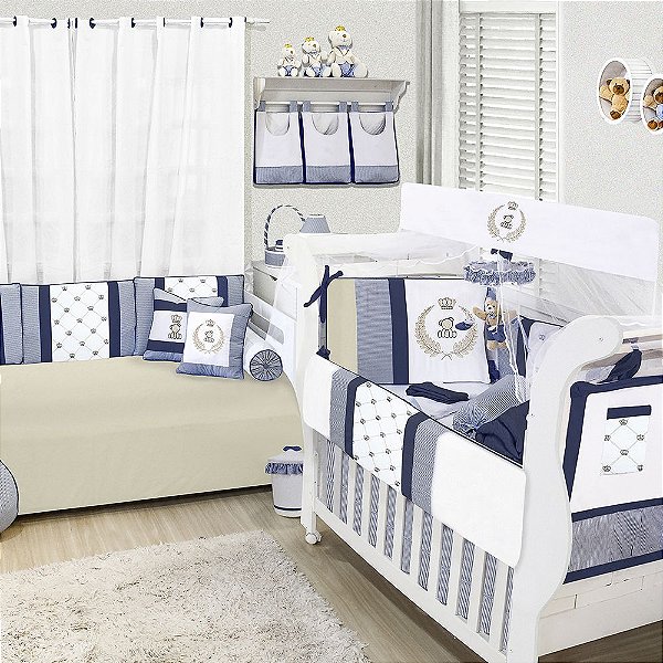 Quarto De Bebê Clássico Azul Marinho 33 Peças