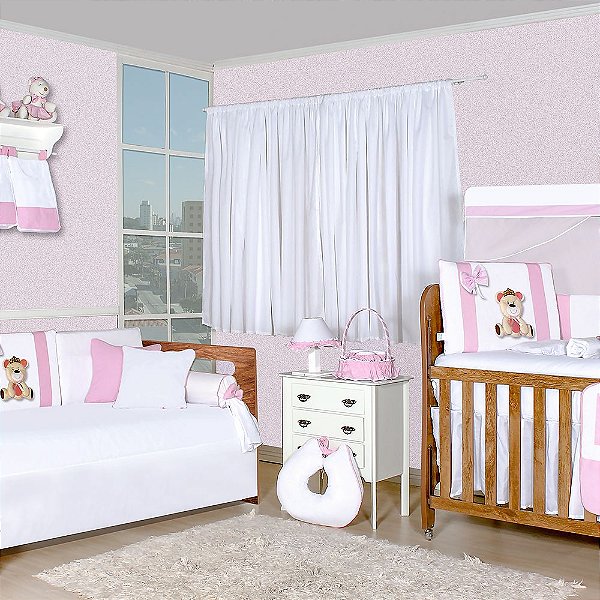 Quarto De Bebê Ursa Realeza Rosa 31 Peças