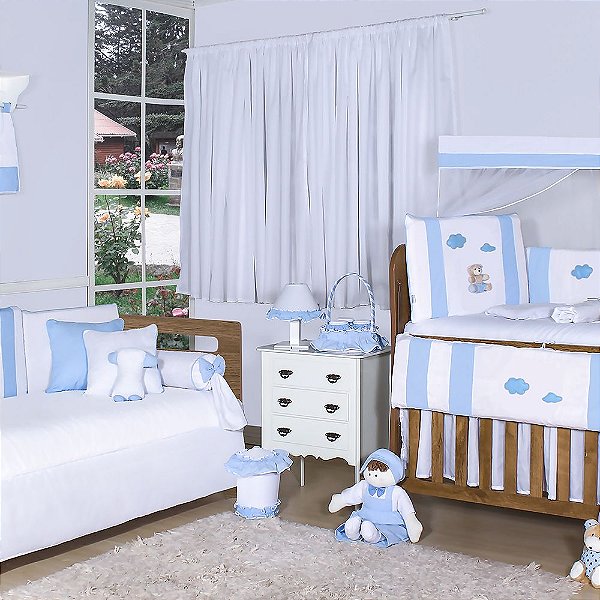 Quarto De Bebê Ursinho Fofinho Azul Bebê 31 Peças