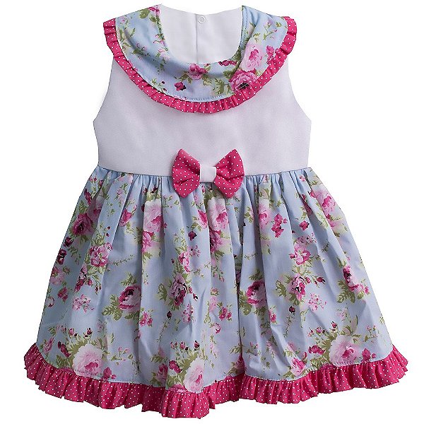 Vestido de Bebê Manga Curta Jardim