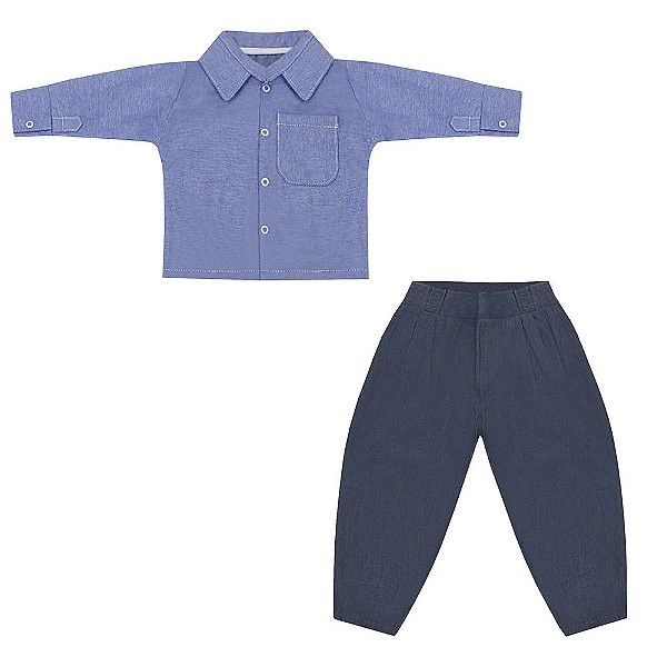 Conjunto Bebê Masculino Camisa Manga Longa e Calça Henrique