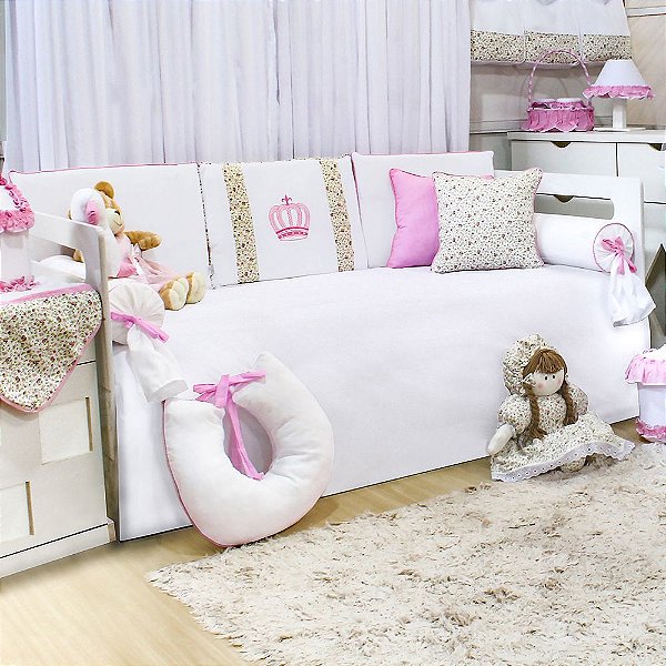 Kit Cama Babá Rainha Rosa Floral