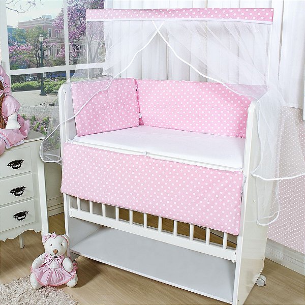 Kit Mini Berço Rubi 6 Peças Poá Rosa | Mega Loja do Bebê - Mega Loja do  Bebê - Enxovais para Bebê, Kits Berço, Kit Cama Babá, Cortinas, Roupinhas...