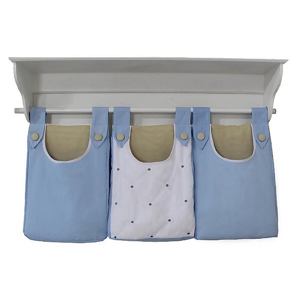 Porta Fraldas De Parede Coroa Luxo Azul Bebê