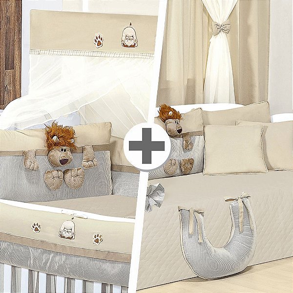 Combo Kit Berço + Kit Cama Babá Leãozão | Mega Loja do Bebê - Mega Loja do  Bebê - Enxovais para Bebê, Kits Berço, Kit Cama Babá, Cortinas, Roupinhas...