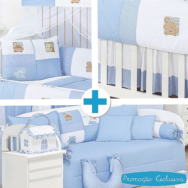 Combo Kit Berço + Kit Cama Babá + Cortina Baby Zoo