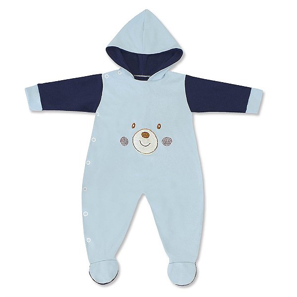 Macacão Manga Longa para Bebê Teddy Bear Azul