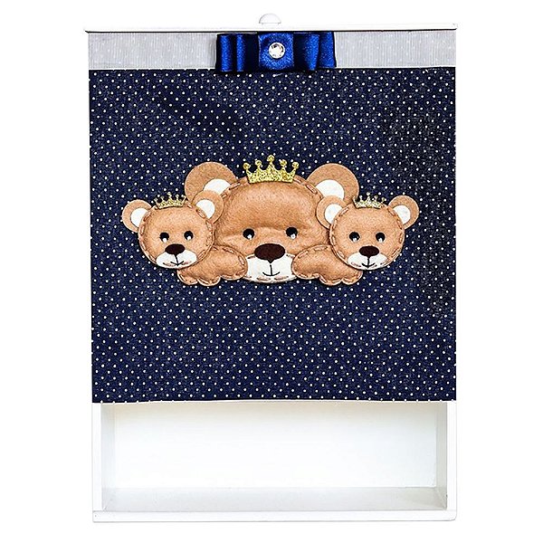 Porta Fraldas Urso Poá Marinho Mdf