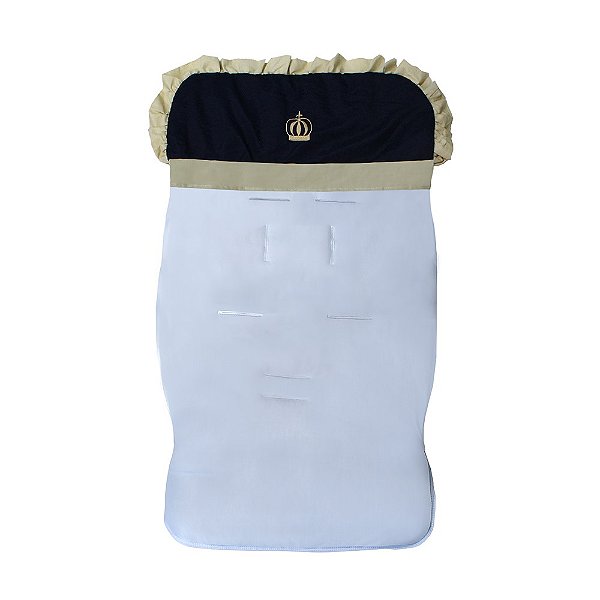 Capa de Carrinho Coroa Luxo Azul Marinho com Bordado de Coroa 100% Algodão