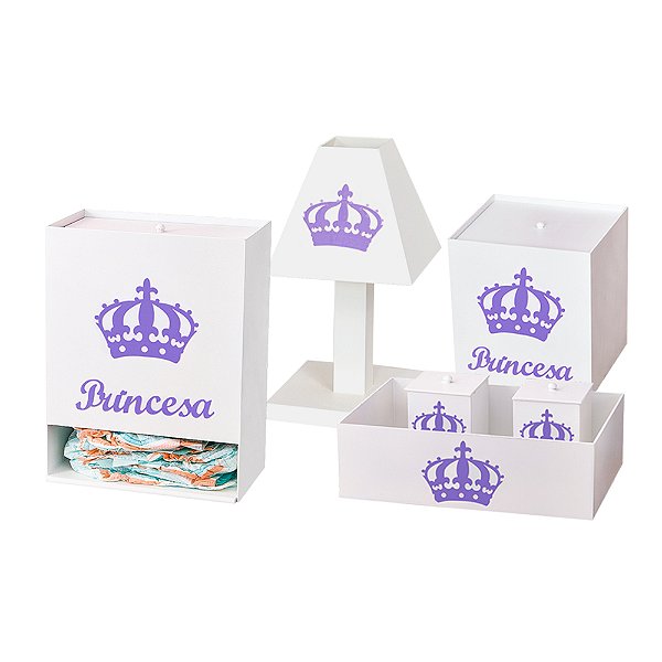 Kit Higiene Imperial Princesa Lilás Mdf