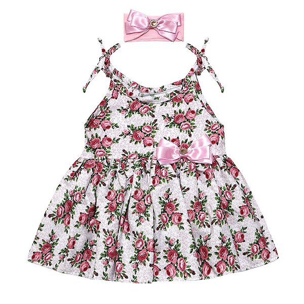 Vestido de Bebê Manga Curta Alice Floral