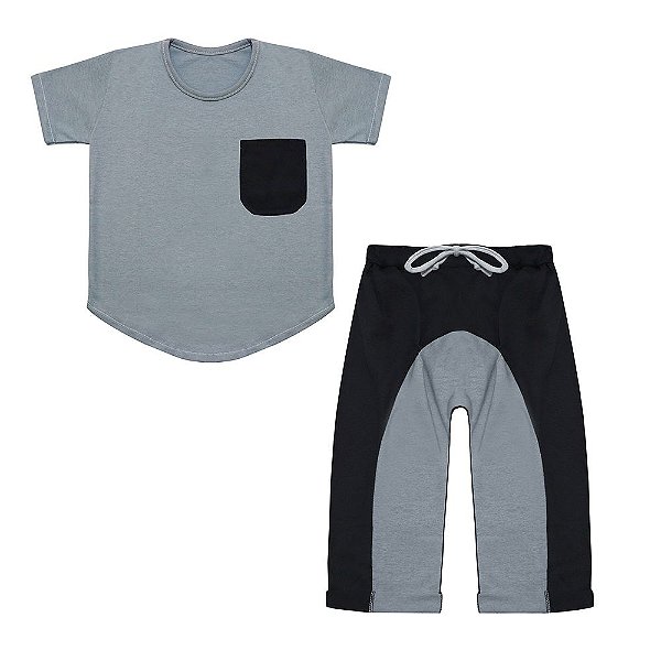 Conjunto Bebê Masculino Camiseta Manga Curta e Calça Eduardo