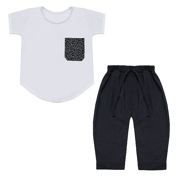 Conjunto Bebê Masculino Camiseta Manga Curta e Calça Pedrinho