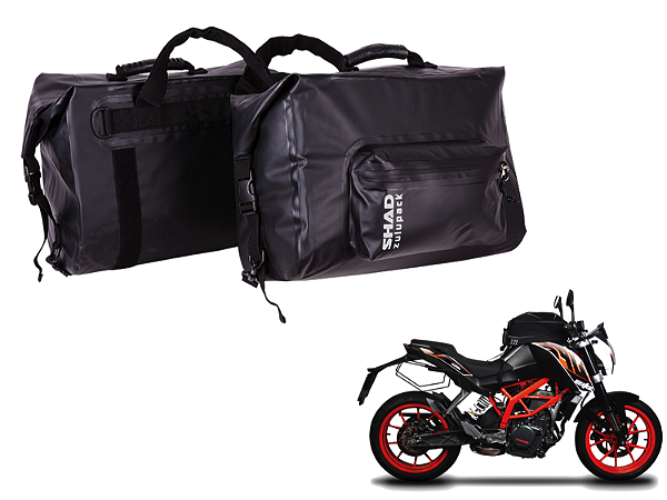 KIT BOLSA LATERAL IMPERMEÁVEL 18 LITROS COM SUPORTE KTM DUKE 200 E 390 (ATÉ 2017)